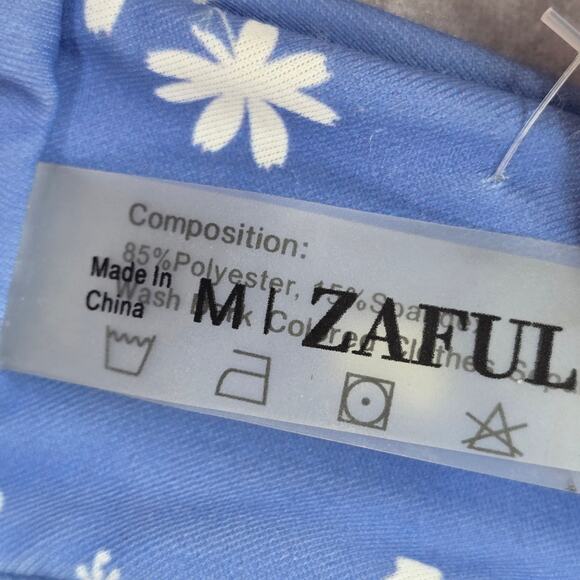 Zaful Purple Floral Print Bikini Cheeky Thong High Leg Bottom Swimwear Medium - Picture 4 of 4